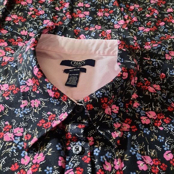 Chaps Blouse Ladies‎ 2xl Black Floral Classic Core - Picture 4 of 9